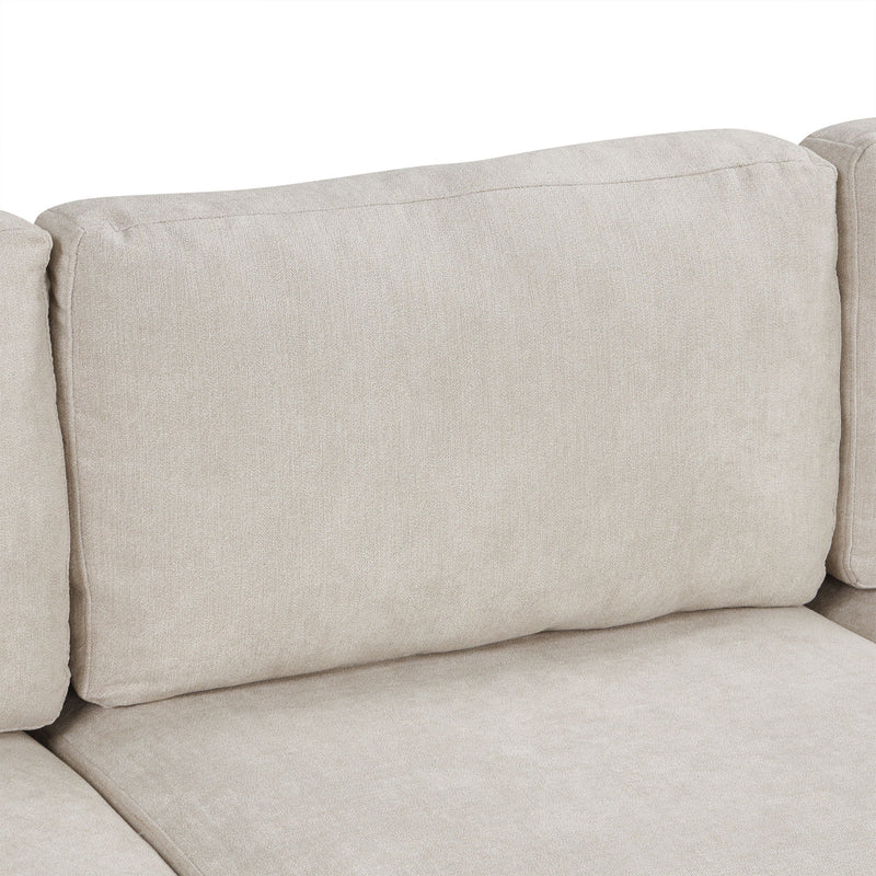 Upholstered 3 Seater Curved Sofa With Printed Pillows Chenille