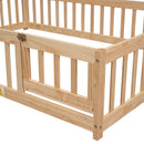 Full House-Shaped Headboard Floor Bed with Fence,Natural