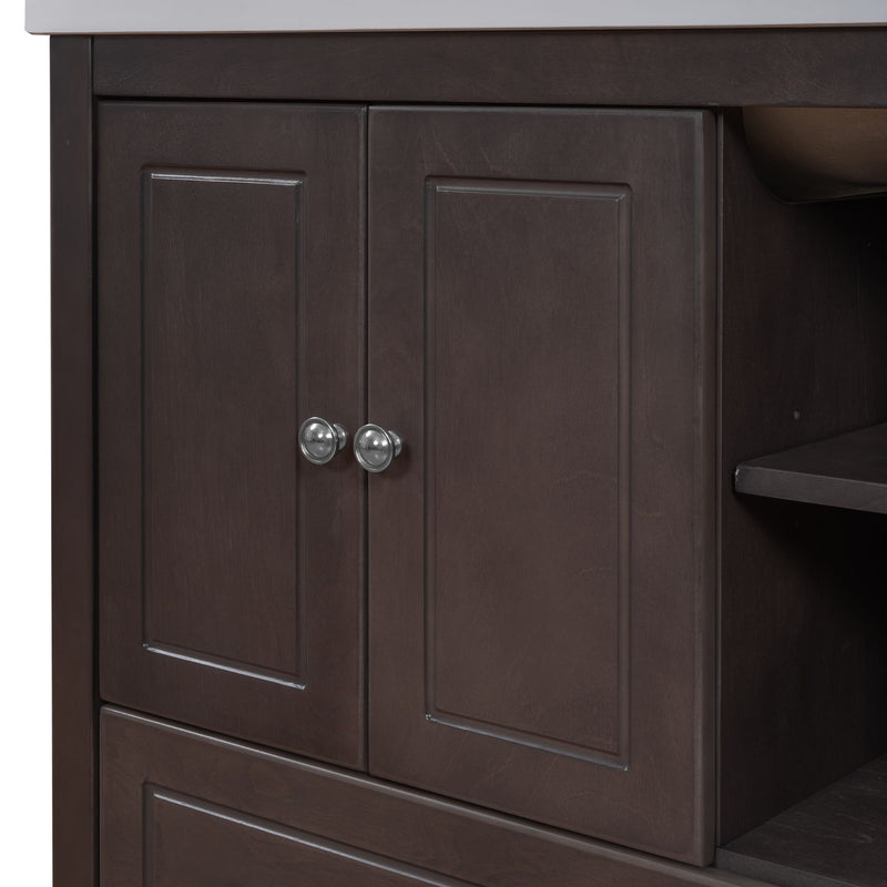 Bathroom Vanity Base Only, Solid Wood Frame, Bathroom Storage Cabinet With Doors And Drawers