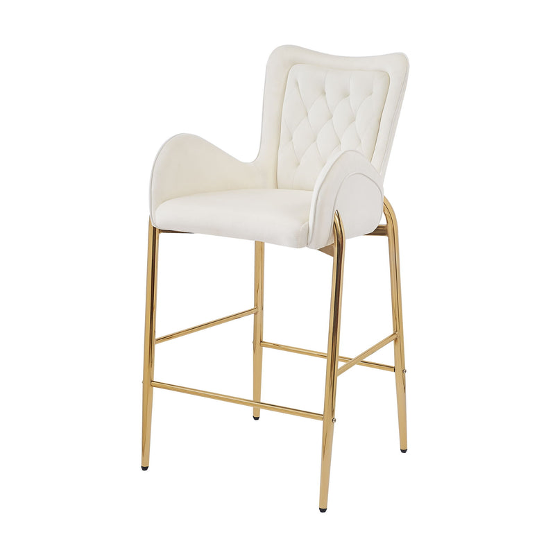 Velvet Fabric Counter Height Bar Stools (Set of 2)
