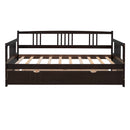 Twin Size Daybed Wood Bed with Twin Size Trundle,Espresso