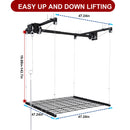 Overhead Garage Storage Rack 4 X 4 Ft For High Ceilings, With Safety Lock - Black