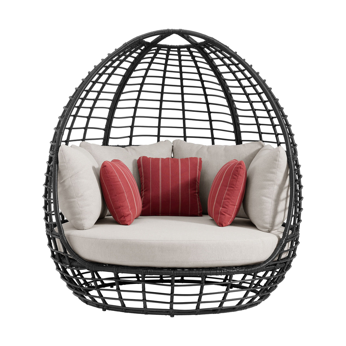 Playa Twin Egg Chair With 3 Pillows in Dark Gray / Beige by Elements International, view 3