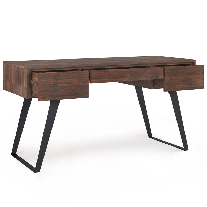 Lowry - Desk with Deep Drawers - Distressed Charcoal Brown