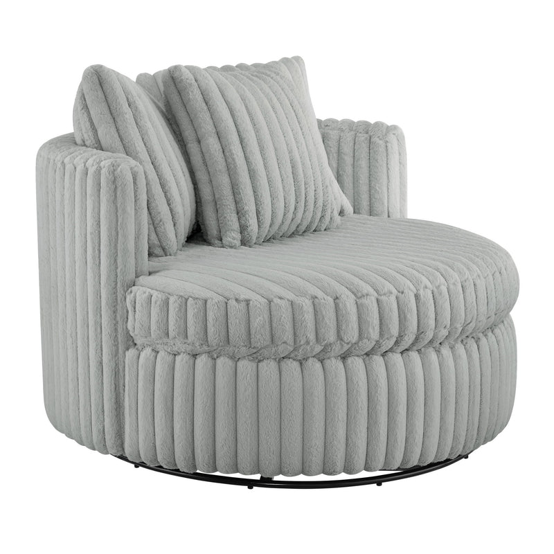 Mindy - Oversized Swivel Barrel Chair - Grey