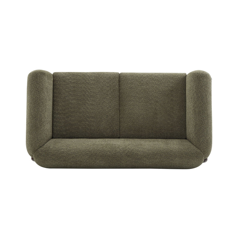 Contemporary Boucle Sherpa Sofa With Birch Wood Legs