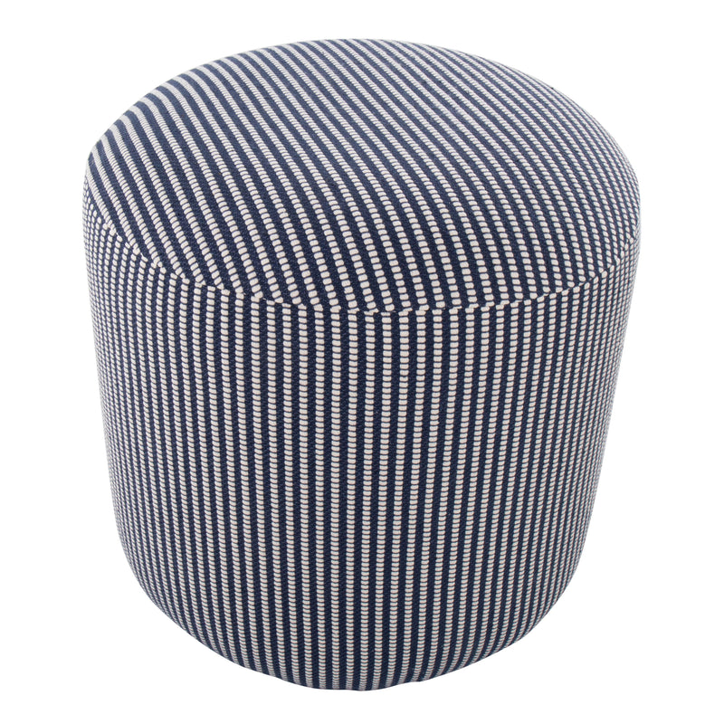 Round Pouf Knitted Blue / White