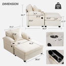 Chenille Fabric Sofa Bed With Cupholders And USB Charging Ports Chair For Living Room