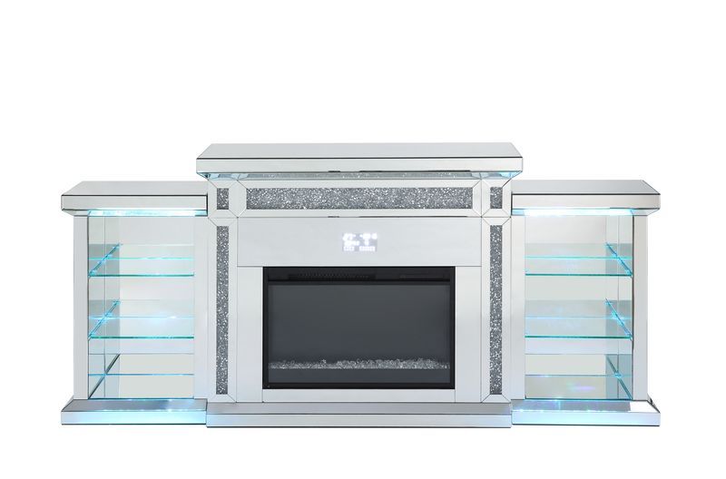 Noralie - Fireplace - Mirrored & Faux Diamonds