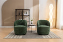 Chenille Fabric Swivel Accent Armchair Barrel Chair With Powder Coating Metal Ring