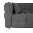 Grey teddy fleece sofa 80 inch discharge in living room bedroom with two throw pillows hardware foot support