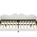 Upholstered Daybed, Sherpa Fabric Sofabed With Cloud-Shaped Backrest