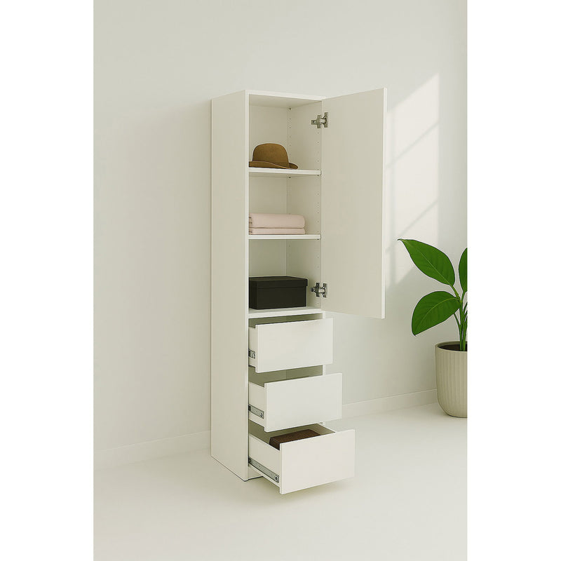 Elise - Modular Wood Closet System With Mirror In Durable Melamine And Wood Customizable Storage - White
