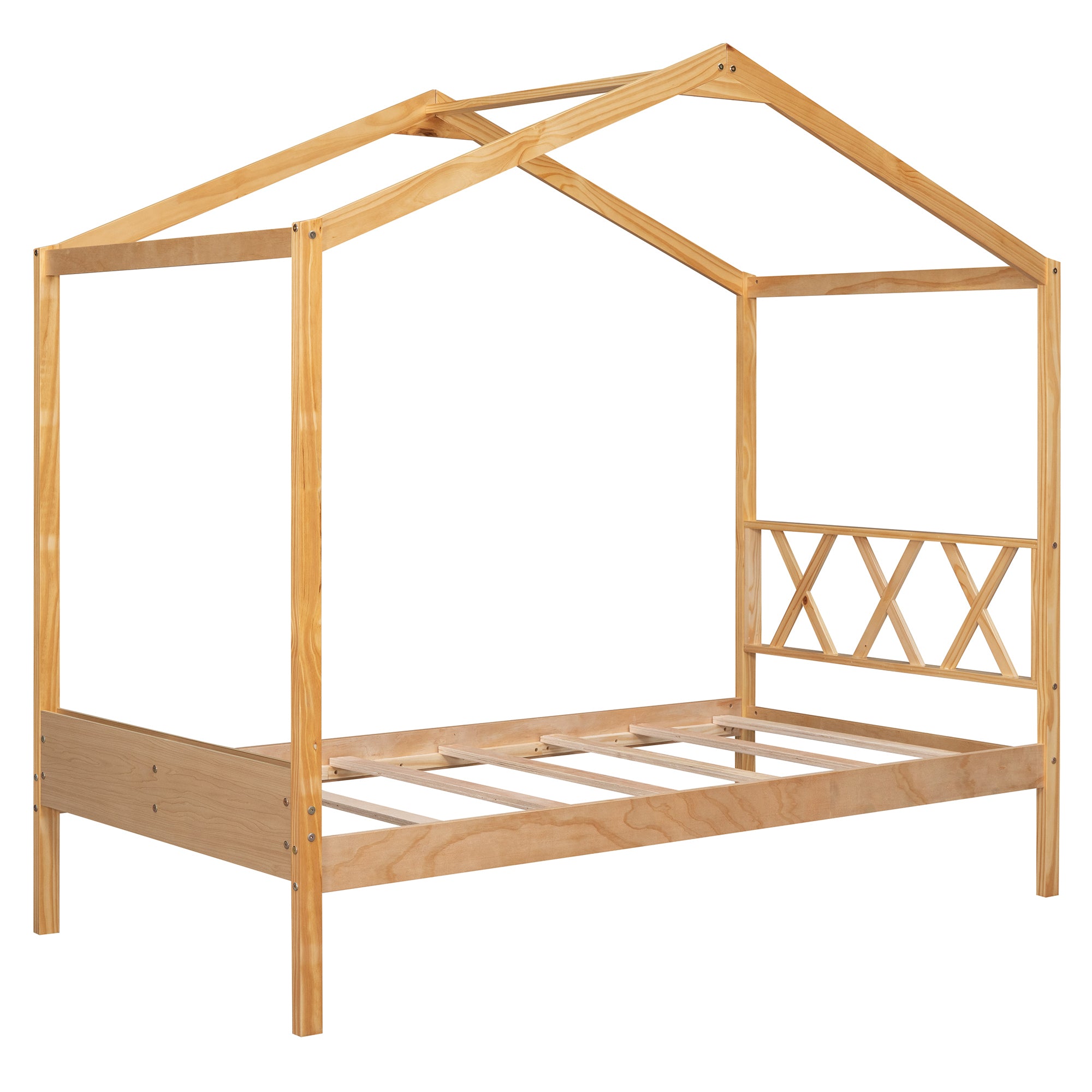 Twin Size Wood House Bed with Storage Space, Natural(OLD SKU: LP000001AAM) - Atlantic Fine Furniture Melbourne FL