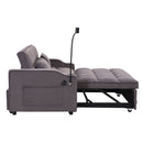 Modern Velvet Loveseat With Pullout Bed, Adjustable Reclining Backrest