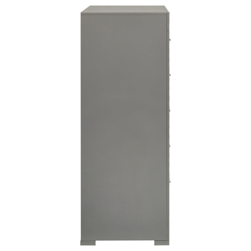 Ives - 5-Drawer Bedroom Chest Of Drawers - Gray High Gloss