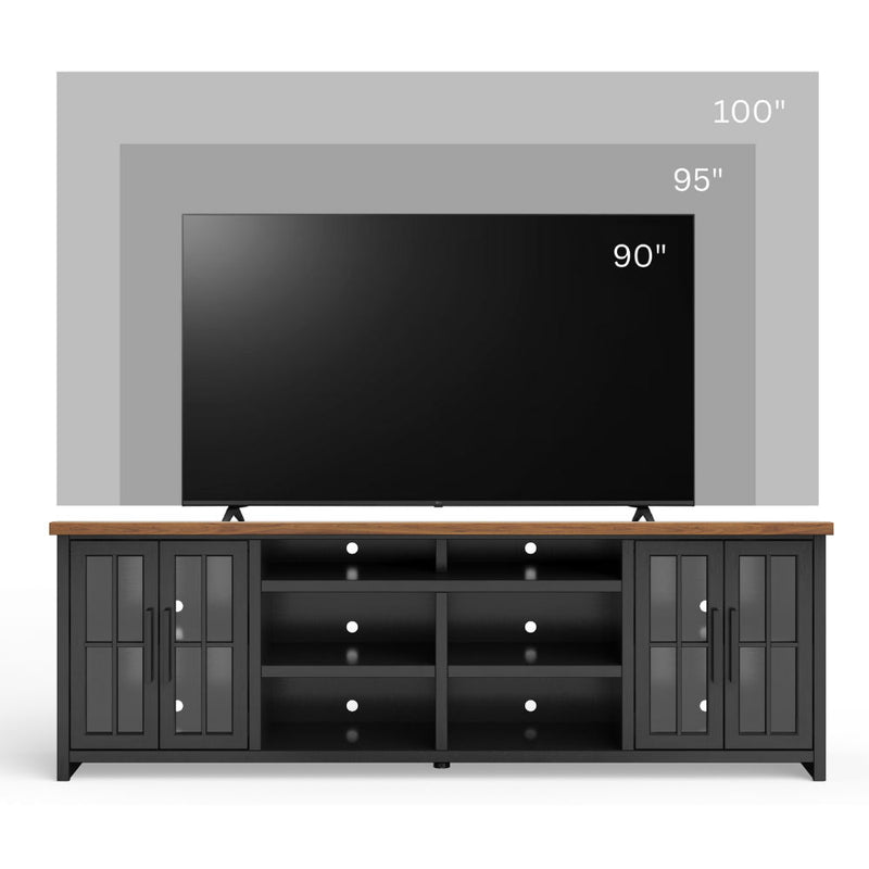 Essex - TV Stand Console For TVs Up To 100" - Black, Whiskey