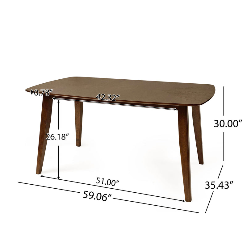 Modern Indoor Wood Dining Set With Chairs And Table, Rubber Wood, 6 Piece - Cream / Walnut