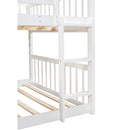 Full-Over-Full-Over-Full Triple Bed with Built-in Ladder and Slide , Triple Bunk Bed with Guardrails, White(OLD SKU :LP000052AAK)