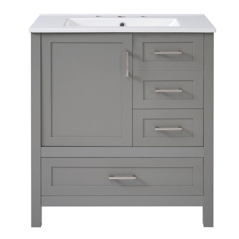 Modern Bathroom Vanity With Ceramic Sink, Solid Frame And Storage Solutions