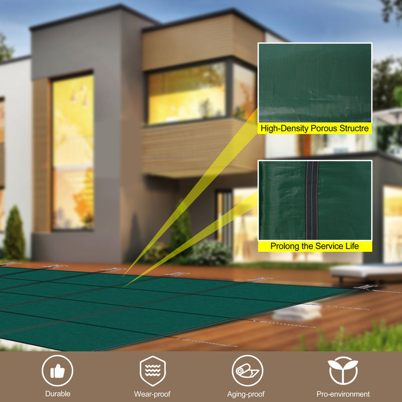 Inground Rectangle Winter Safety Pool Cover, Solid Safety