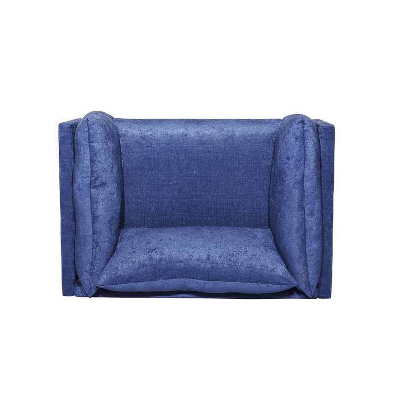 Modern Club Chair With Textured Upholstery And Pillow Accents - Navy Blue