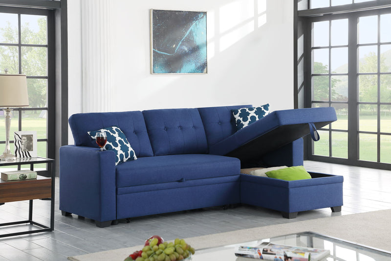 82" Width Sectional With Storage Chaise And Cupholder Armrest