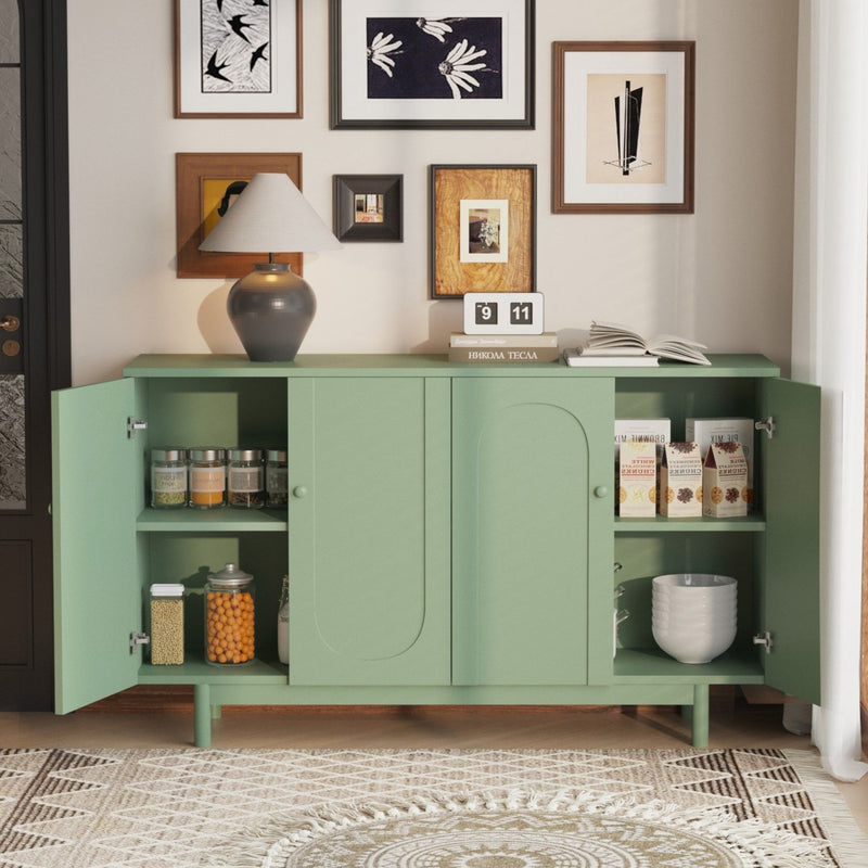 4 Door Intaglio Storage Cabinet - Mint Green