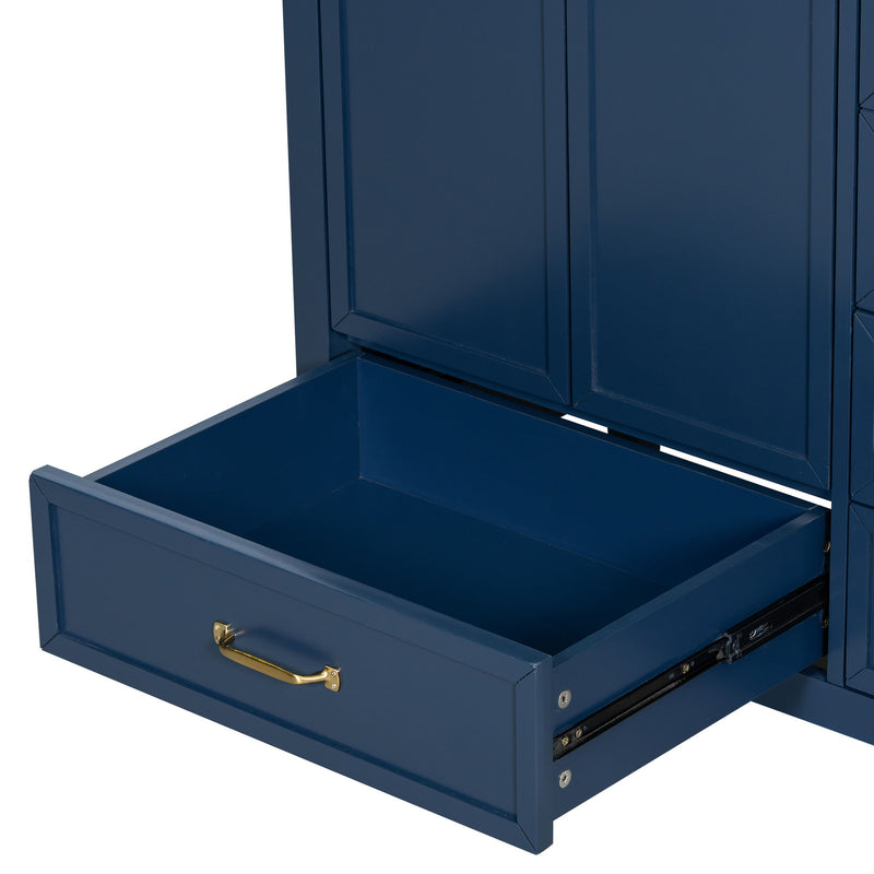 Elegant Vintage Bathroom Vanity With Sink And Soft Closing Door, 4 Drawers Of Different Sizes Frame