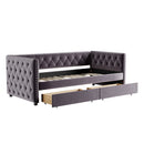 Sofa bed with drawers, modern velvet upholstered sofa bed with button tufted sofa bed frame with double drawers, bedroom living room furniture, Grey(83.47''x42.91''x30.71''')