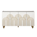 Modern Fluted Sideboard Buffet With Storage, Curve Element, 4 Doors With Adjustable Shelves
