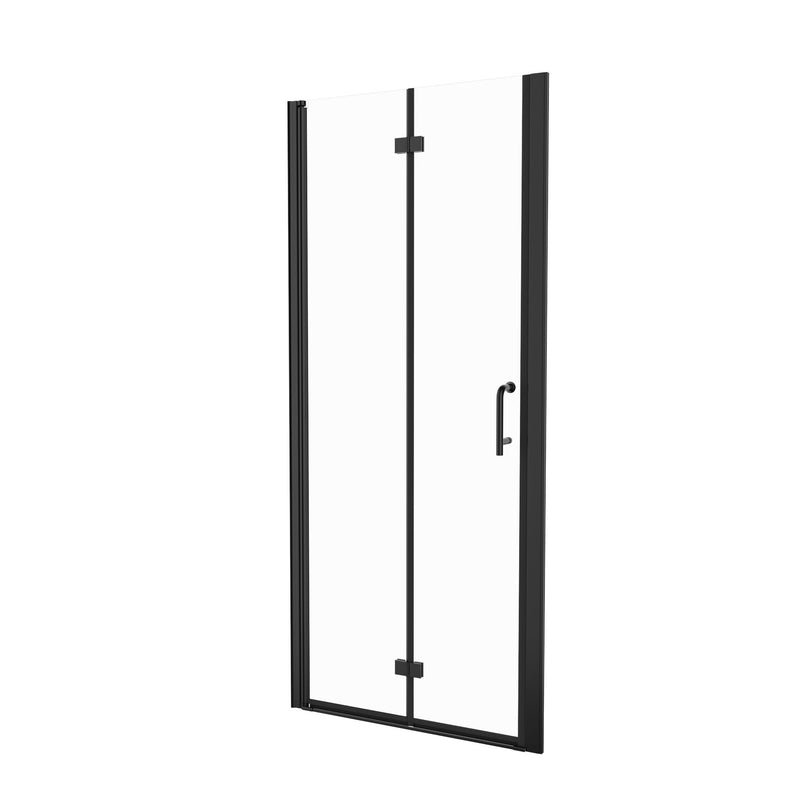 32" Bi-Fold Semi-Frameless Shower Doors In Matte With Clear Glass - Black