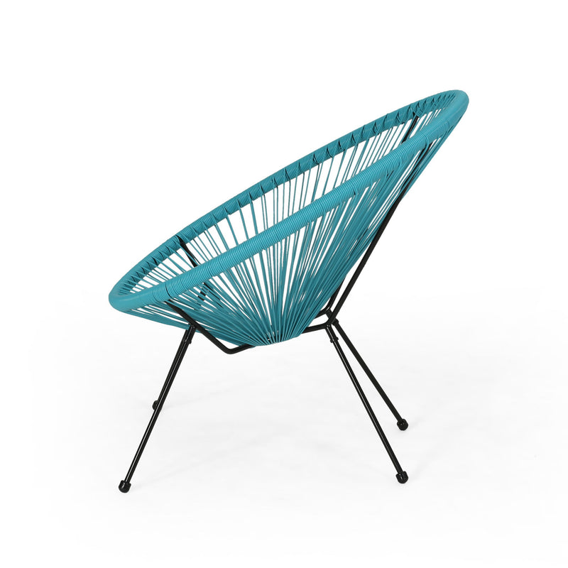 Lagoon - Outdoor Faux Rattan Accent Chair With Steel Frame - Teal