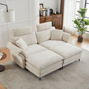 Modern Corduroy Deep Seat Sectional Sofa With Ottoman