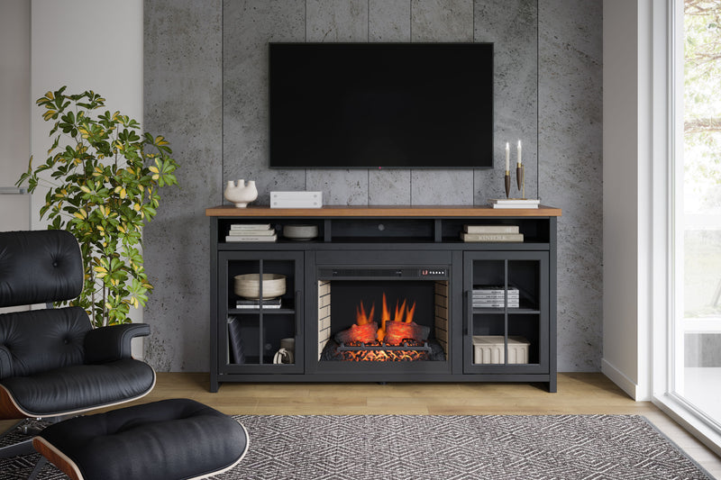 Essex - Fireplace TV Stand Console For TVs Up To 85" - Black, Whiskey