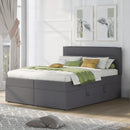 Queen Size Upholstered Platform Bed with Storage Underneath, Gray
