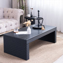 Modern Ribbed Coffee Table, Rectangular Low Profile Center Table For Living Room - Black