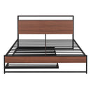 Platform Bed Frame With Trundle, USB Ports And Slat Support, No Box Spring Needed