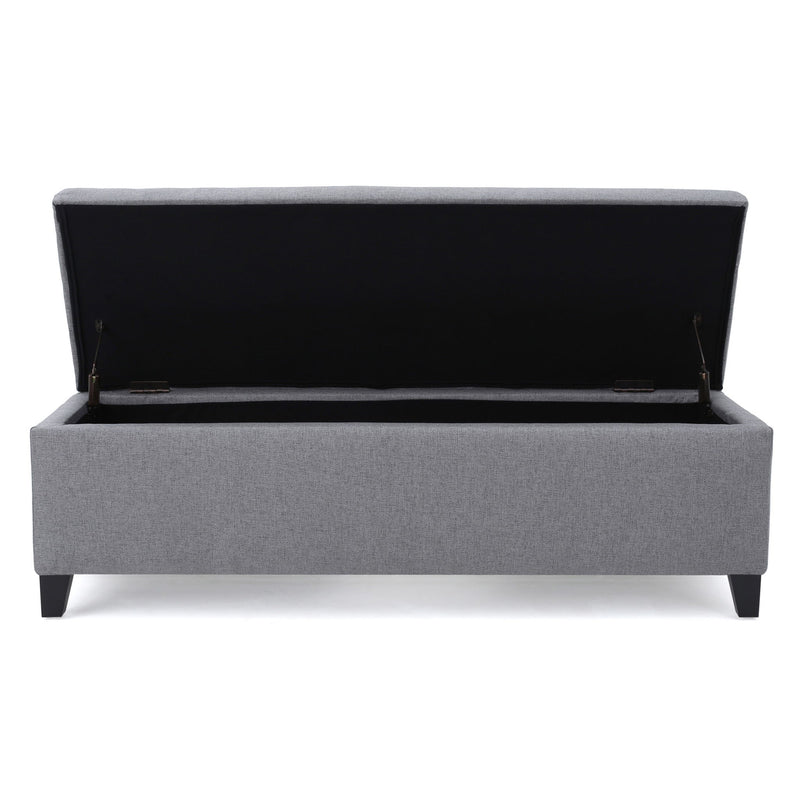 Contemporary Storage Ottoman Bench With Polyester Upholstery
