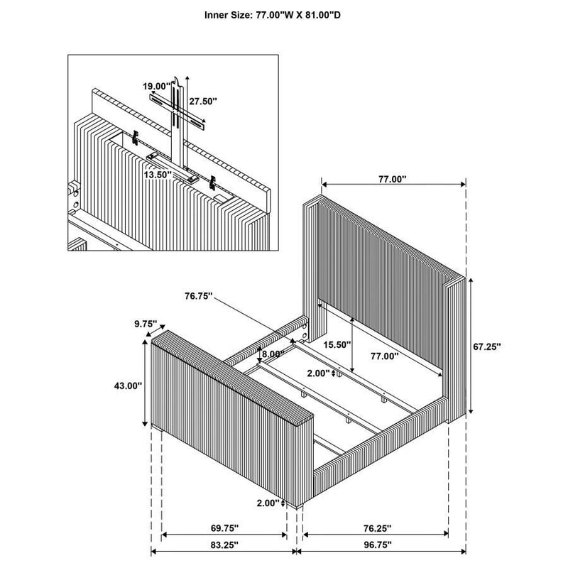 Centergrove - Upholstered Wingback TV Bed