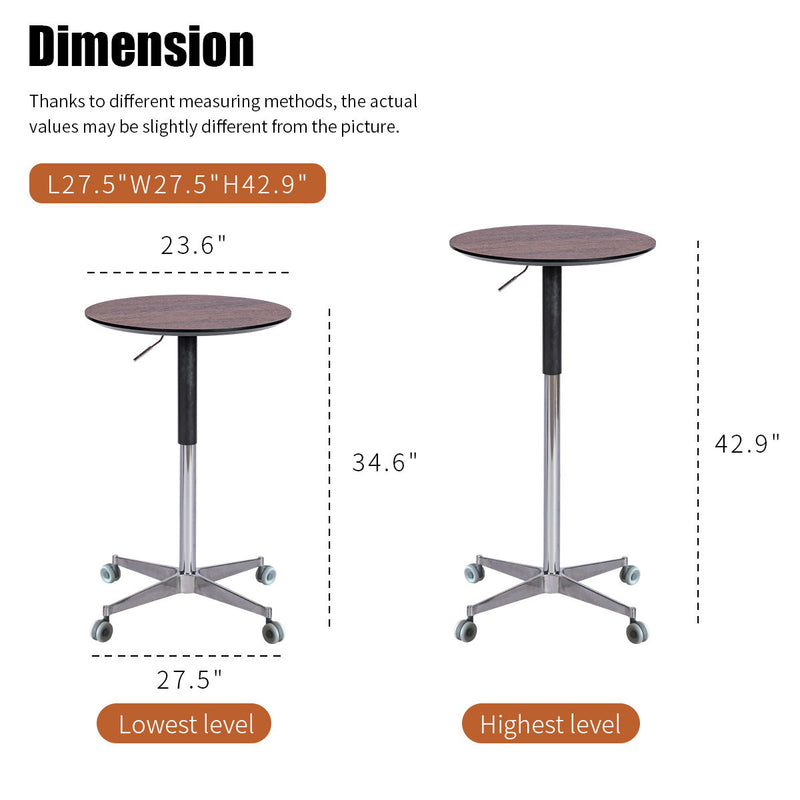 Movable Adjustable Bar Table Pub Table 360 Swivel Counter Bar Height Aluminum Star Base Movable For Stand Desk Bistro Table Dining Room Home Kitchen Table