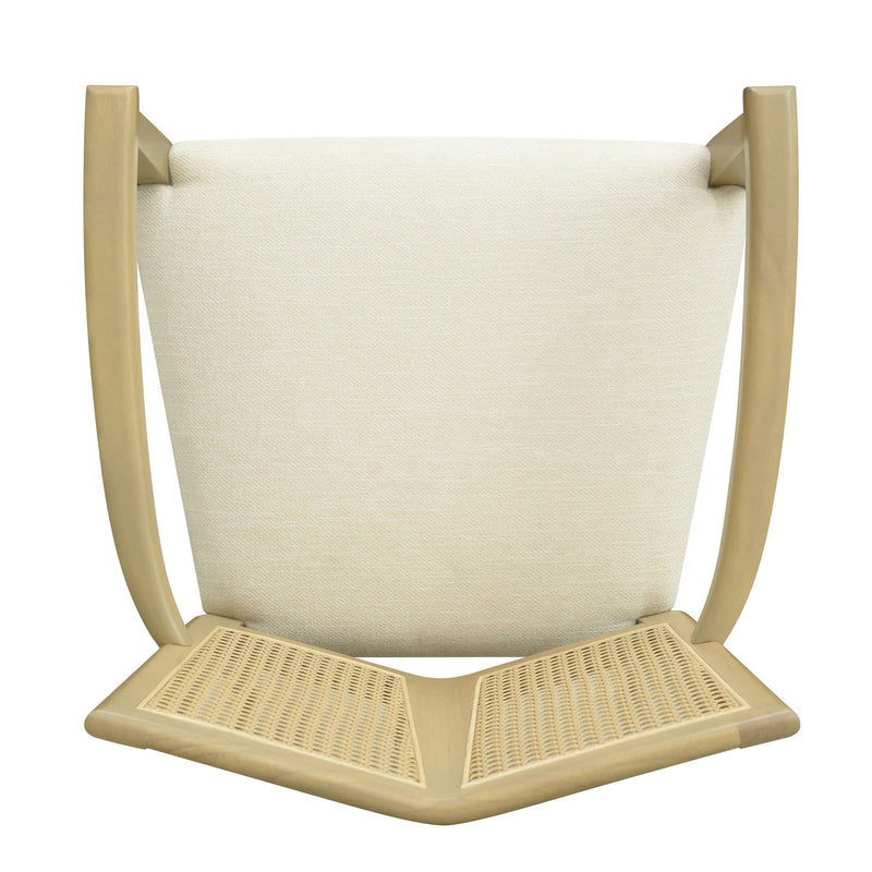 Mid Century Modern Arm Dining Chairs With Rattan Backrest