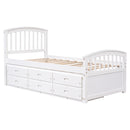 Twin Size Platform Storage Bed Solid Wood Bed with 6 Drawers,White