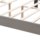 Queen Platform Upholstered Bed Button Tufted With Curve Design, Strong Wood Slat Support - Gray