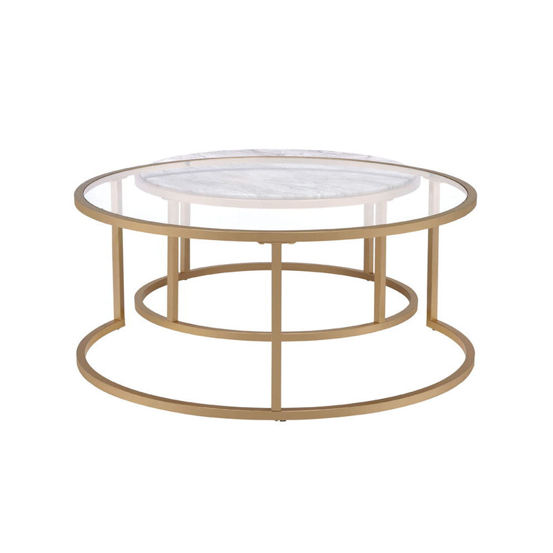 Shanish - Nesting Table Set - Faux Marble Top & Gold
