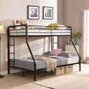 Modern Twin Over Full Metal Bunk Bed With Trundle And Dual Side Ladder And Metal Design - Black / Brown