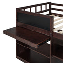 Low Loft Bed With Rolling Desk, Shelf And Drawers