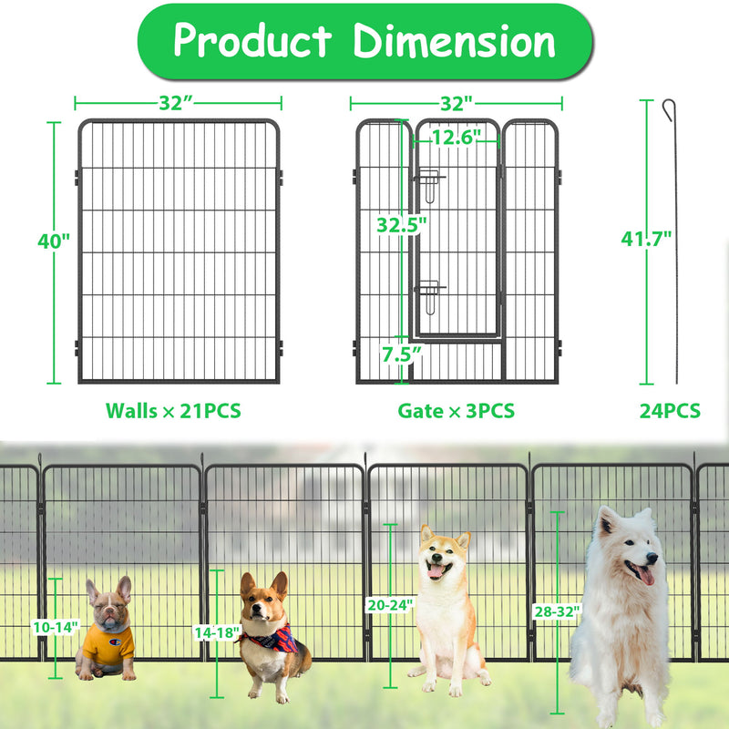 Dog Pens Outdoor Height Foldable Panels Heavy Duty Metal Portable Dog Playpen Indoor Anti Rust Exercise Dog Fence With Doors For Pets Play Pen For RV Camping Yard