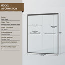 Double Sliding Shower Door, Semi-Frameless Bypass Bathroom Sliding Door With 1/4" (6 Mm) Tempered Glass For Walk-In Shower