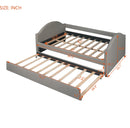 Full size Upholstered Daybed with Twin Size Trundle, Wood Slat Support, Gray(OLD SKU :LP000118AAE)